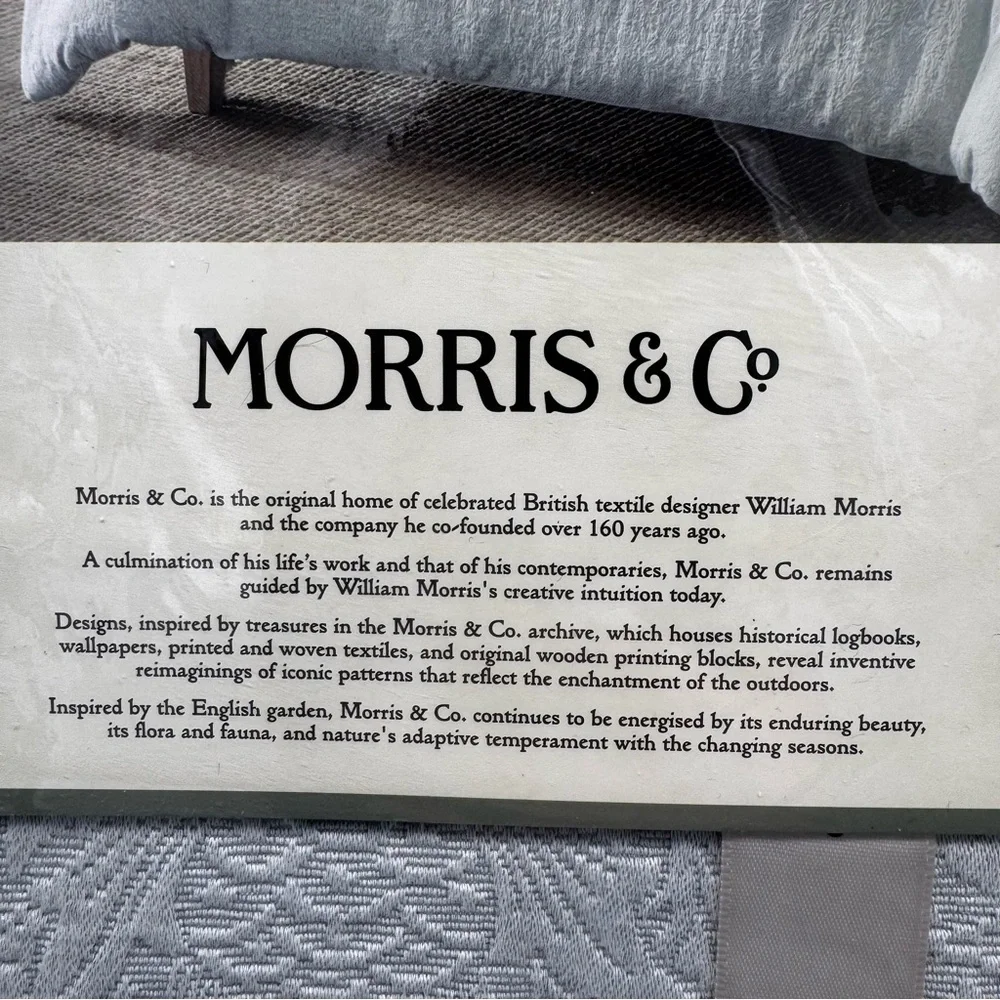 NEW 3 Pc William Morris & Co Bird and Anemone Light Blue King Duvet Set Textured